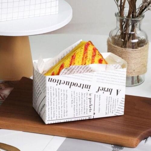 50pcs Cake Packaging Bag Sandwich Wrapping Paper Thick Egg Toast Bread Breakfast Packaging Box Burger Paper Tray
