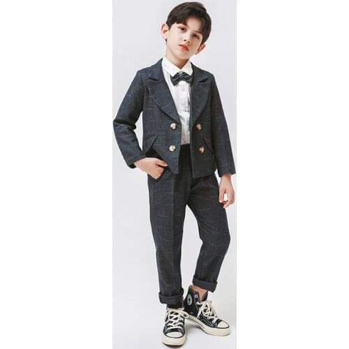 Flower Boys Luxurious Jacket+Pants 2PCS Wedding Suit Children Party Clothes Kids School Costume Gentlemen Teenager Tuxedos Set