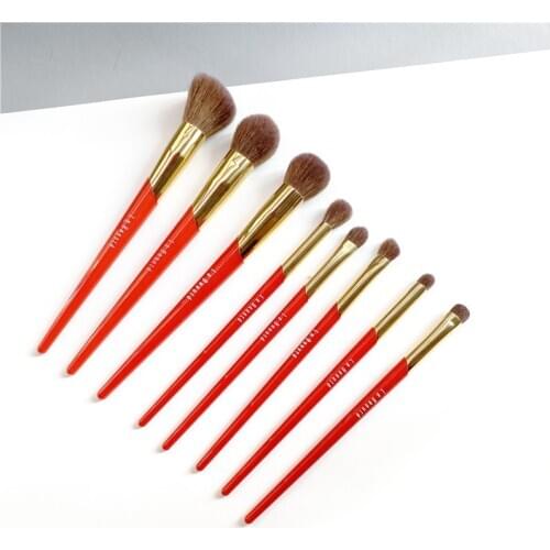 La Beaute Chinese-Red Makeup Brushes Saihoko Goat Hair Face Powder Blush Contour Eye Shadow Brushes