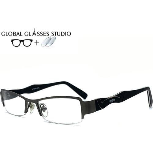 Men Metal Glasses Frame Eyewear Eyeglasses Reading Myopia Prescription Lens 1.56 Index 61098