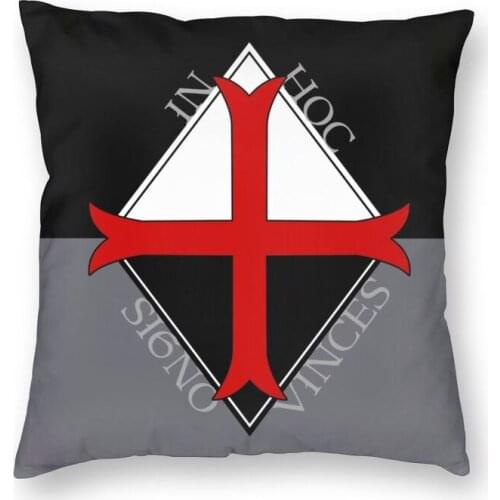 Knights Templar Medieval Emblem Cushion Cover Printing Deus Vult Cross Floor Pillow Case for Car Fashion Pillowcase Home Decor