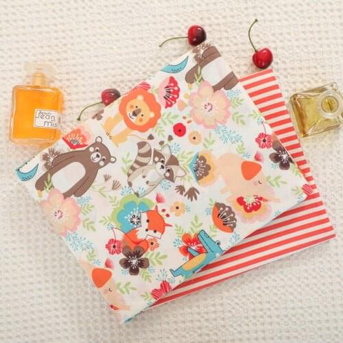 Orange Animal 100% Cotton Fabric DIY handmade sewing craft patchwork quilting home decor tissus baby dress cloth tecido tilda