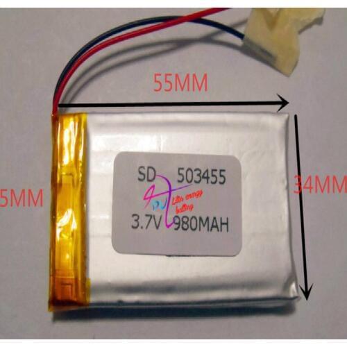 Best battery brand Size 503455 3.7V 980mah tablet with Protection Board For Bluetooth GSP Digital Product Free