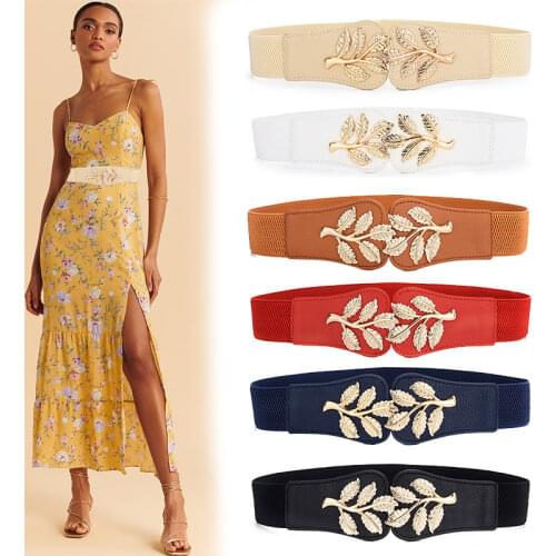 Belts for Women Fashion Office 365 Slimming Ladies Dresses Belt Female Decorative Flower-shaped Double Buckle Elastic Waistband