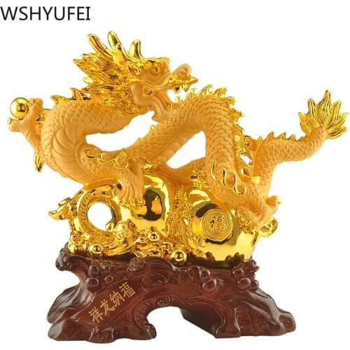 Crafts exquisite sculpture opening gift lucky gold dragon office wine cabinet decoration crafts zodiac dragon wealth ornaments