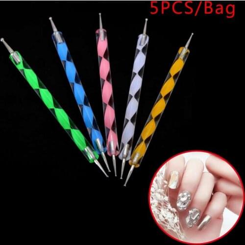 5pcs Nail Point Pen Nail art decoration tools Dot flower tool Dot Marbleizing Painting Drawing Polish Art Dotting Pens