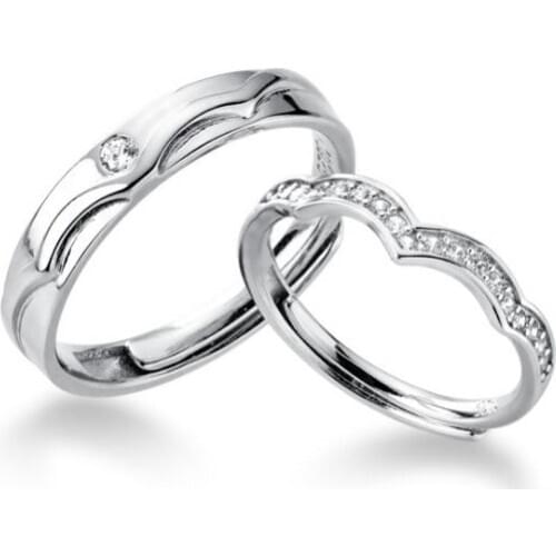 Silver Rings 100% Guaranteed Real 925 Sterling Silver Jewelry Open Ring with Cubic Zirconia