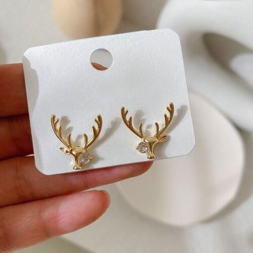 Stud Earrings For Women Animal Fawn Ear Ring Cute Korean Jewelry Light Gold Color Fashion Jewelry Wholesale Gift KBE489