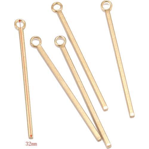 10pcs/lot Gold tone Stainless Steel 32mm Long Stick pendant Single Earring chram Connector Earrings Findings