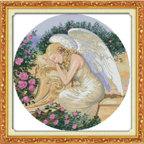 Sleeping angel simple style home decor chinese printed pattern Cross Stitch Kit needlework DIY handmade cotton thread embroidery