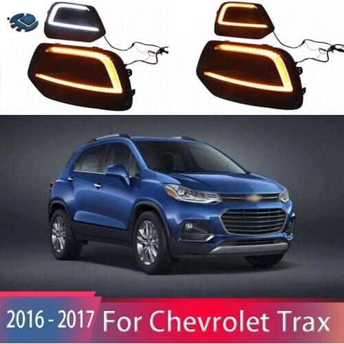 LED Daytime Driving Light For Chevrolet Trax 2016 - 2017 DRL Fog lamp with Yellow Turn Signal lamp 2 color 2pcs