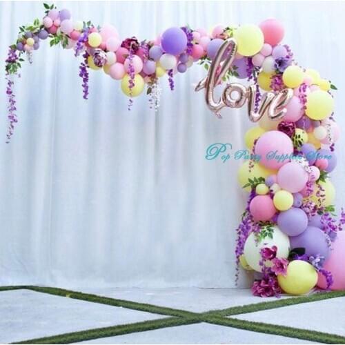 Balloons Garland Arch Kit Pastel Macaron Balloons Purple Pink Yellow White Wedding Birthday Baby Shower Party Decoration