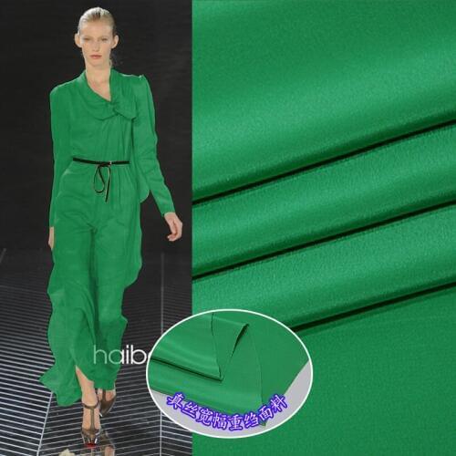 High-grade solid color heavy silk crepe de chine fabric 30mm green clothing dress silk fabric wholesale silk cloth 137cm