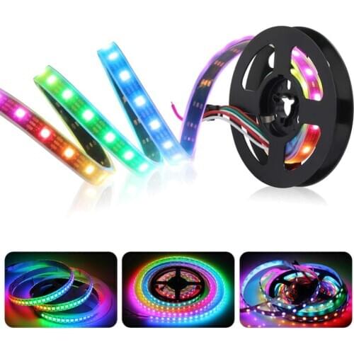 WS2812B RGB 5050SMD 16.4FT Flexible Black PCB Full Color LED Pixel Strip Dream Color IP67 Waterproof LED Screen LED Wall lamp