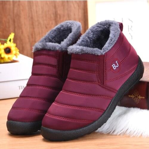 Womens Winter Ankle Snow Boots Platform Waterproof Boot Female Mom Cotton Plush Warm Shoes Booties Woman 2021