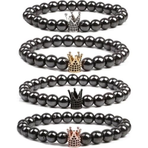 Ashmita 2019 Fashion Charm Black Magnetic Hematite Bracelet For Men Women Healthys Natural Stone Jewelry Gift