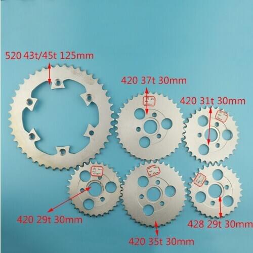 420/428/520 29T/31T/35T/37T/45T tooth 30mm 125mm drive gear Drive monkey Chain Sprocket for motorcycle monkey Bike