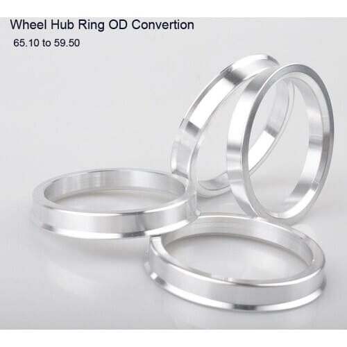 Aluminum Hub Ring 4 Pcs Center Rings Aluminum Alloy Centric Hub Ring OD 65.1MM to ID 59.5MM