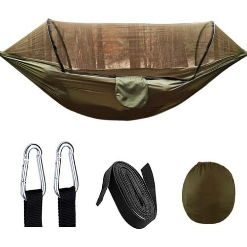 Automatic quick-opening mosquito net hammock outdoor camping pole mosquito net hammock rollover prevention nylon hammock