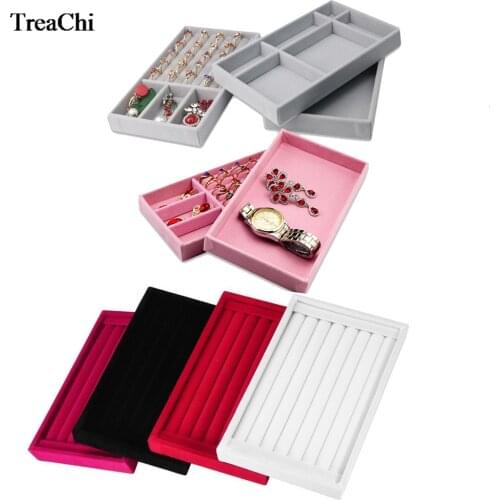 Velvet Jewelry Storage Box Ring Earring Jewelry Display Holder Bracelet Watch Pendant Tray Diamond Jewelry Storage Organizer Box