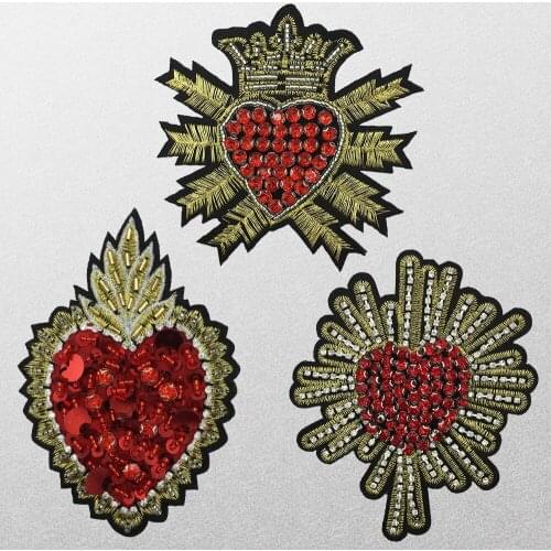 Sequin Beaded Heart-Shaped Rhinestonesbadges Embroidery Patch DIY Decoration for Clothes, Backpacks, Shoes Sewing Accessories