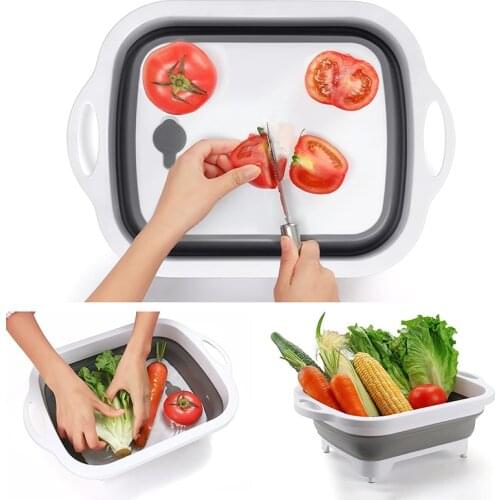 Folding Cutting Board Chopping Blocks Multifunctional Collapsible Sink Drain Basket Washable Vegetables Strainer Kitchen Stuff