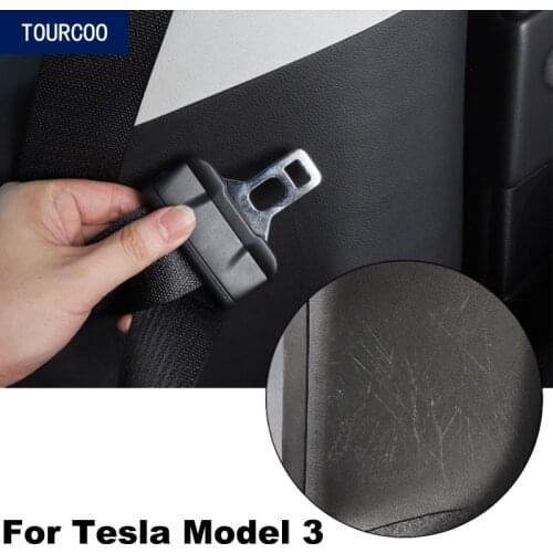 For Tesla Model 3 Safety Belt B Pillar anti-scratch Protective Mat Car Interior Styling Stickers