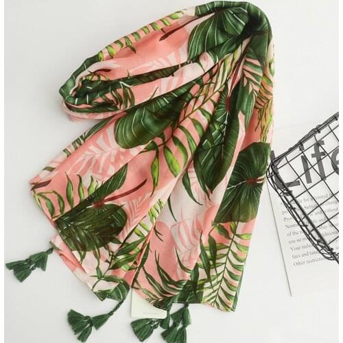 Ethnic Fashion Women Long Soft Tassel Leaves Print Stole Scarves Scarf Shawl Gift New Vintage