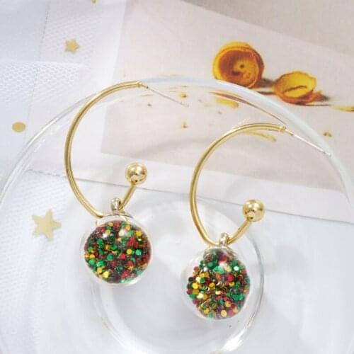 Jaeeyin 2021 Fashion Interesting Glass Ball Colorful Small Sequins Creative Unusual Temperament Exquisite Shiny Cute Earrings