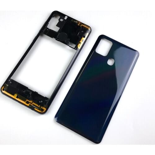 For Samsung Galaxy A21S A217 A217F Housing Middle Frame Plate+Back Cover Battery Rear Door Cover+Adhesive+Logo