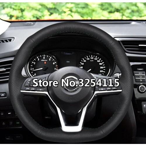 Leather Hand Sewing Car Steering Wheel Cover Accessories for Nissan Teana L33 L34 Altima Rogue Qashqai X-Trail J11 T32 2013-2021