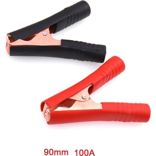 1Pcs Red/Black 100A High Current Copper Plate Alligator Clip 90mm Auto Battery Test Clip Car Repair PVC Insulation Sleeve
