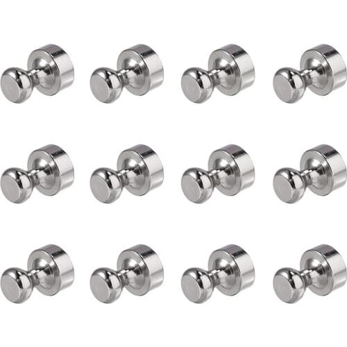 12pcs Metal Magnetic Push Pins Magnets Coat holder Hooks Hanger for fridge Whiteboard Map Calendar Home Office School Supplies