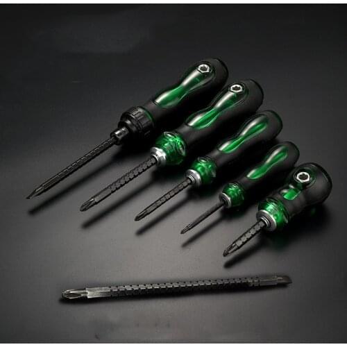 Multifunction ratchet screwdriver Slotted Phillips Double Head Dismountable magnetic Chrome-vanadium alloy steel hand tool