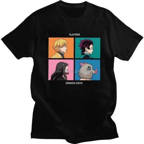 Mens Anime Manga Inosuke Hashibira T Shirt Short Sleeved Cotton Demon Slayer Kimetsu No Yaiba T-shirt Tanjiro Kamado Nezuko Tee