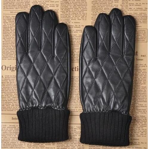 Genuine Leather 2018 Men Gloves Fashion Male Sheepskin Gloves Autumn Winter Plus Thermal Velvet Driving Gloves M032NC-5