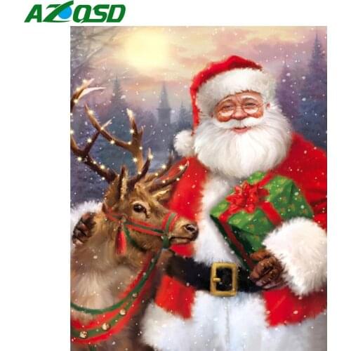 AZQSD Diamond Painting Cartoon Full Square Drill Home Decoration Diamond Embroidery Santa Claus Cross Stitch Kit Handmade Craft