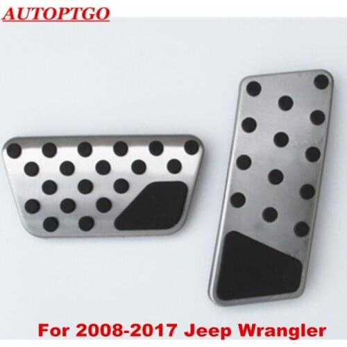 For 2008-2017 Jeep Wrangler Foot Gas Brake Pedal Pad Cover Accessories Kit Genuine Pedals Car Styling Stainless Steel + Rubber