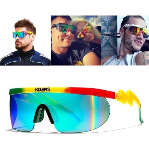 KDEAM Dropshipping Shield Goggles Sunglasses UV400 Protective Safety Gafas de sol Men Women Oversized Rimless Glasses with Case