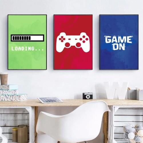 Video Gaming Room Posters Abstract Home Decoration Canvas Painting Funny Party Game Wall Art Pictures for Boys Room Decor