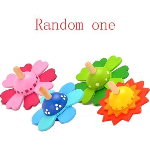 New Montessori Educational Wooden toy 3D Puzzle Wooden Gyro SensoryFlower Spinning Top Training Early Intellectual Learning Toy