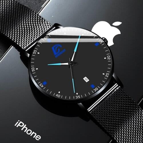 Reloj hombre Fashion Mens Watches Luxury Stainless Steel Mesh Belt Quartz Wrist Watch Men Business Casual Leather Strap Watch