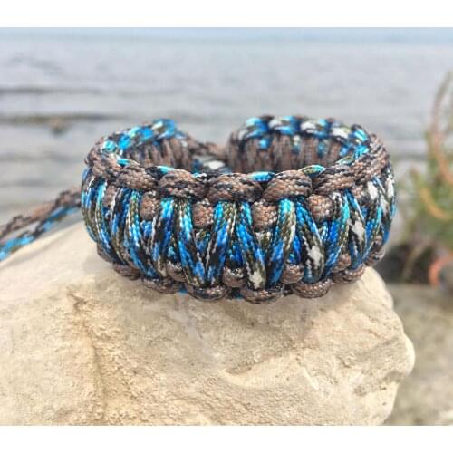 Blue Camouflage Tactical Survival King Cobra Adjustable Handmade Paracord Bracelet CinarExtreme