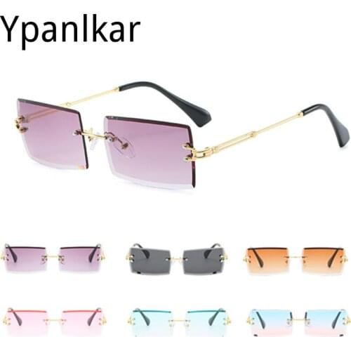 Sunglasses Men Cool Rectangle Sun Glasses Mens Fashion Popular Rimless Rectangle Eyeglasses Women UV400 Oculos De Sol Feminino