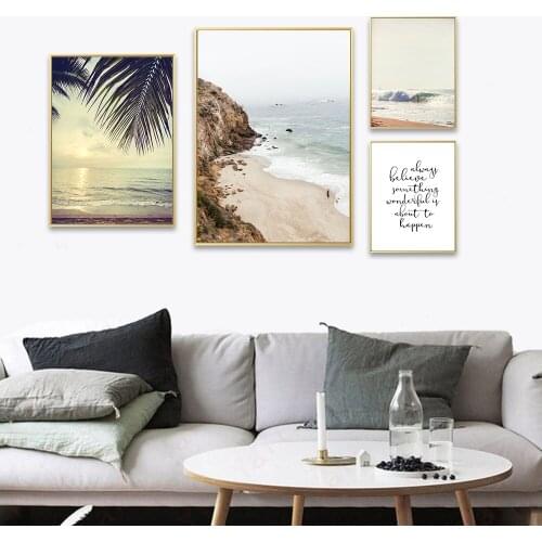 Sunset Beach Canvas Poster Nordic Decoration Sea Landscape Wall Art Print Painting Decorative Picture Scandinavian Home Decor