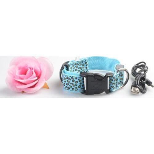 Led Luminous Pet Usb Charge Chaplains Collar Teddy The Dog Luminous Leopard Print Collar Supplies