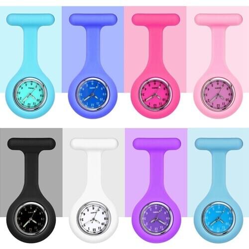 Luminous Pointer Silicone Soft Nurse Pocket Watches Women Ladies Doctor FOB Watches Medical Brooch Hospital Quartz Hang Watches