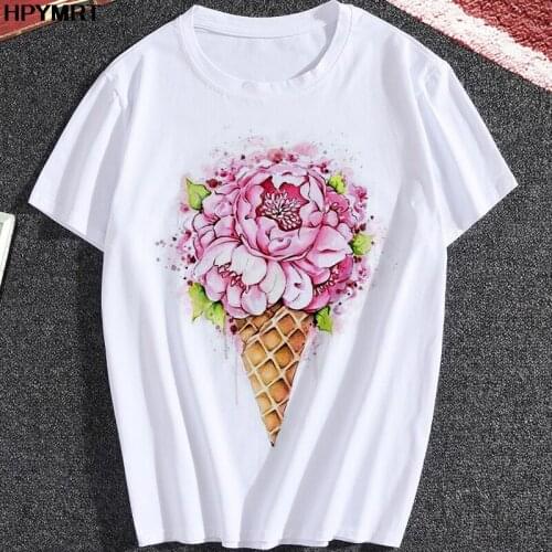 Tshirt Women Summer Clothes Print Floral Flower Bottle Sweet Short Sleeve Tshirt Printed Women T Shirt Female T-shirt Casual Tee