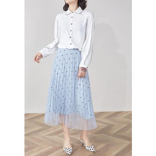 Women summer skirts High waist Medium and long section Mesh Pleated skirts 2019 summer style Chiffon skirt plus size jupe