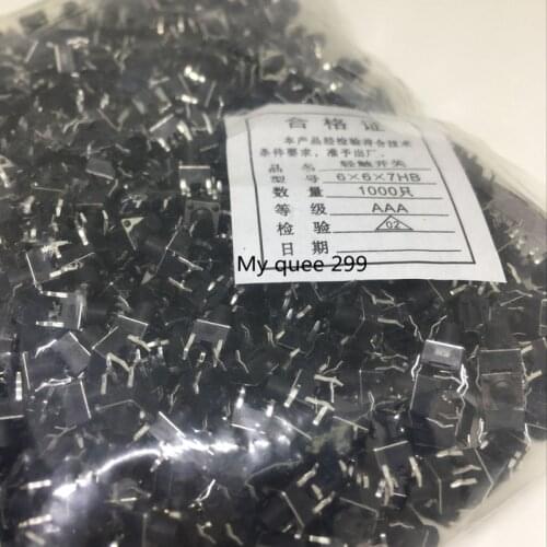 1000PCS 6X6X7 DIP Tactile Tact Mini Push Button Switch Micro Switch Momentary 6*6*7mm
